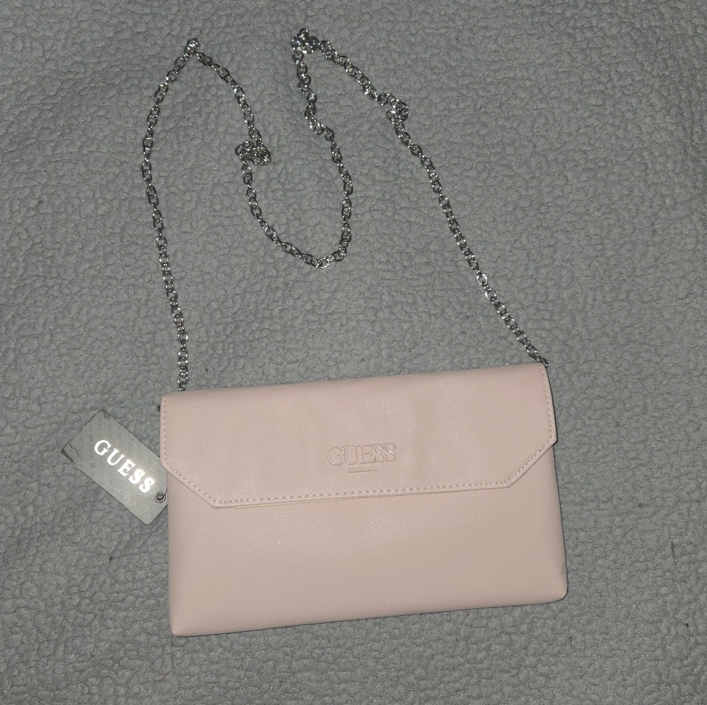 GUESS Pink Chain Strap Clutch